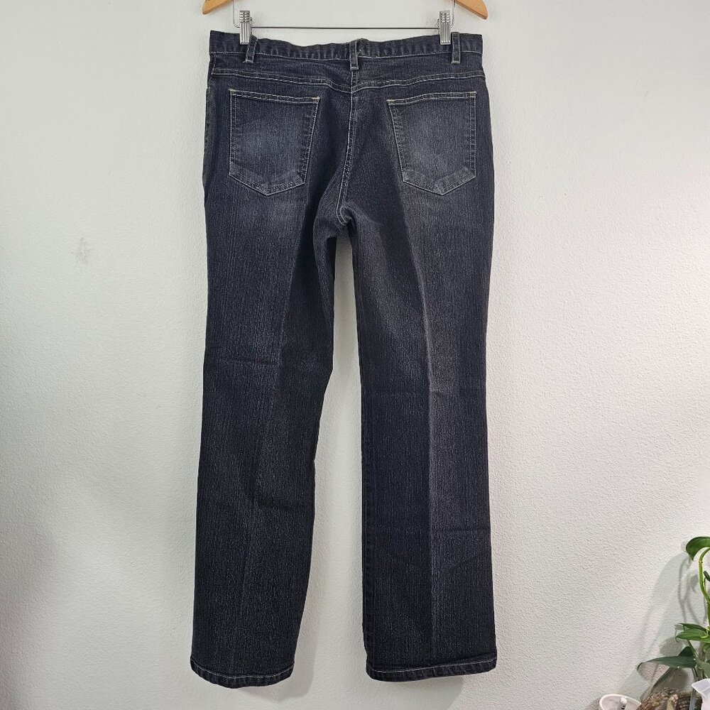 R Denim Womens Sz 12 Floral Beaded Embroidered Y2K Straight Leg Jeans Black Wash - Picture 6 of 10